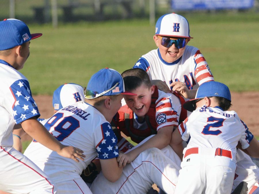 The Harlan All Stars celebrated after finishing off a 16-5 win Monday over Knox County to earn a spot in the DIstrict 4 (ages 9-10) final four. The tournament will open Friday at Huff Park.