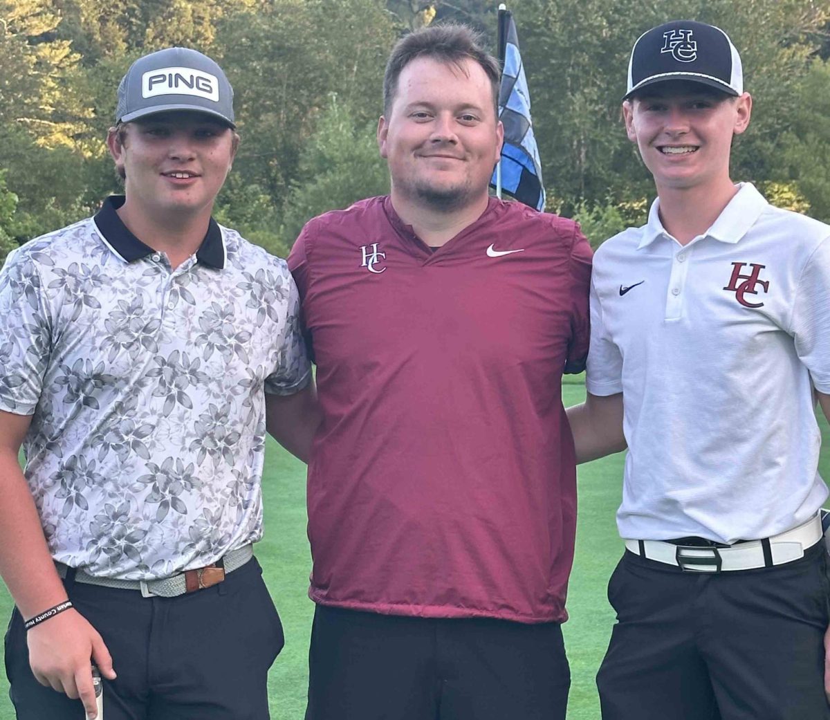 Harlan+County+High+School+golfers+Brayden+Casolari+%28left%29+and+Cole+Cornett+%28right%29+took+the+top+two+spots+in+a+Pine+Mountain+Golf+Conference+tournament+on+Thursday+in+Middlesboro.
