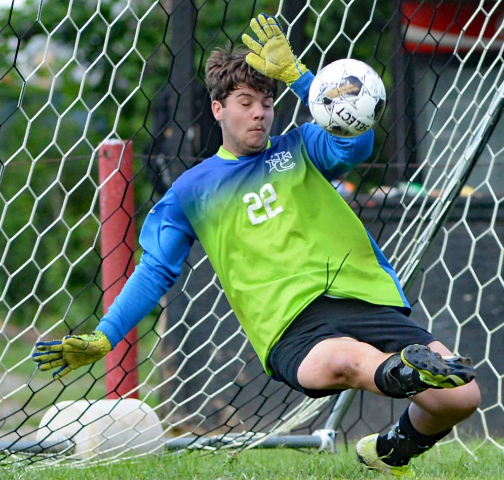 Harlan County goal keeper Travis Burkhart blocked an attempt by Letcher Central on Thursday in the Bears season-opening match. The visiting Cougars won 4-2 as Peyton Pierce scored two goals while Nathan Kiser and Kaleb Slone had one each. No statistics for the Bears were available.
