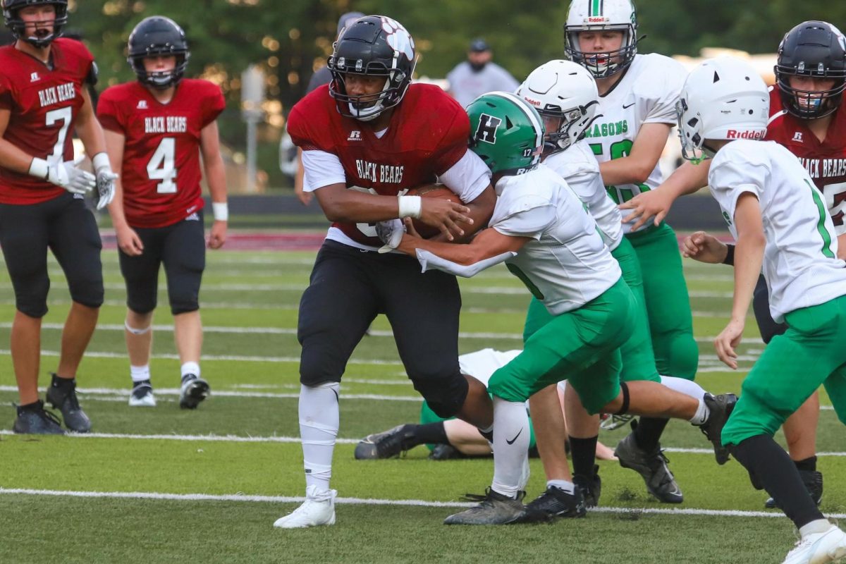 Harlan County freshman Shemar Carr led the Bears ground game Monday in a junior varsity scrimmage at Coal Miners Memorial Stadium. Carr scored a touchdown in a scrimmage that ended tied 6-6 after playing a half.
