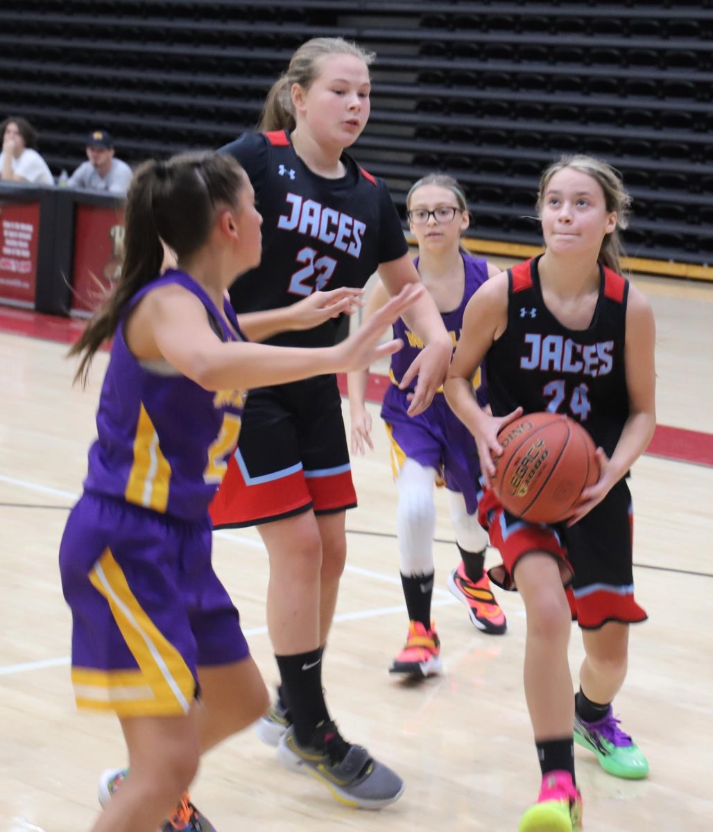 James A. Cawood's Adleigh Creech, pictured in action earlier this season, scored 21 points on Monday as the Trojanettes won 41-14 at Black Mountain.