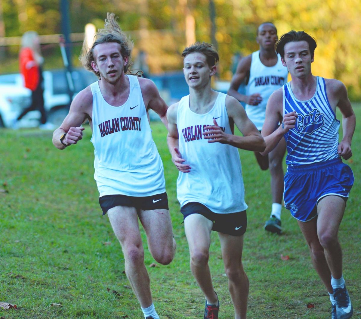 Harlan County’s Kaleb Boggs and Elijah Moore and Bell County’s Hayden Green competed in the Southeastern Kentucky Conference meet on Tuesday.
