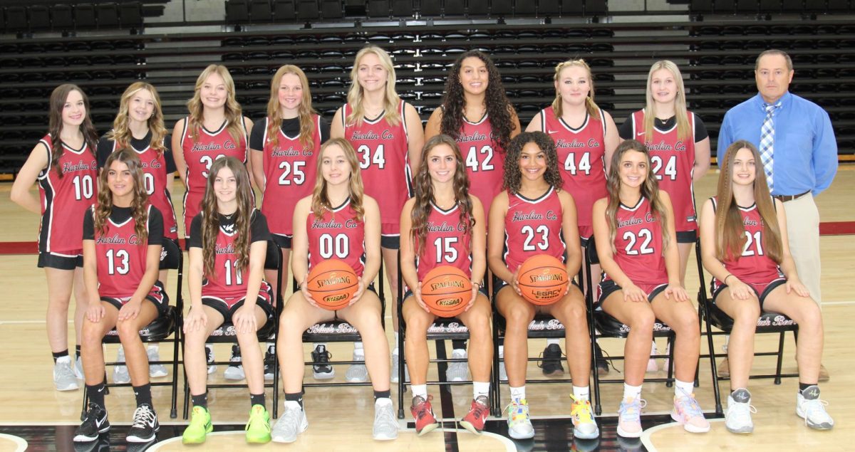 Team members include, from left, front row: Jaylee Cochran, Reagan Clem, Faith Hoskins, Ella Karst, Paige Phillips, Kylie Jones and Kylee Runions; back row: Macy Jones, Trinity Jones, Lacey Robinson, Cheyenne Rhymer, Whitley Teague, Allie Stewart. Willow Peace, Whitney Noe and coach Anthony Nolan; not pictured: Maddi Middleton and Jaycee Simpson.
