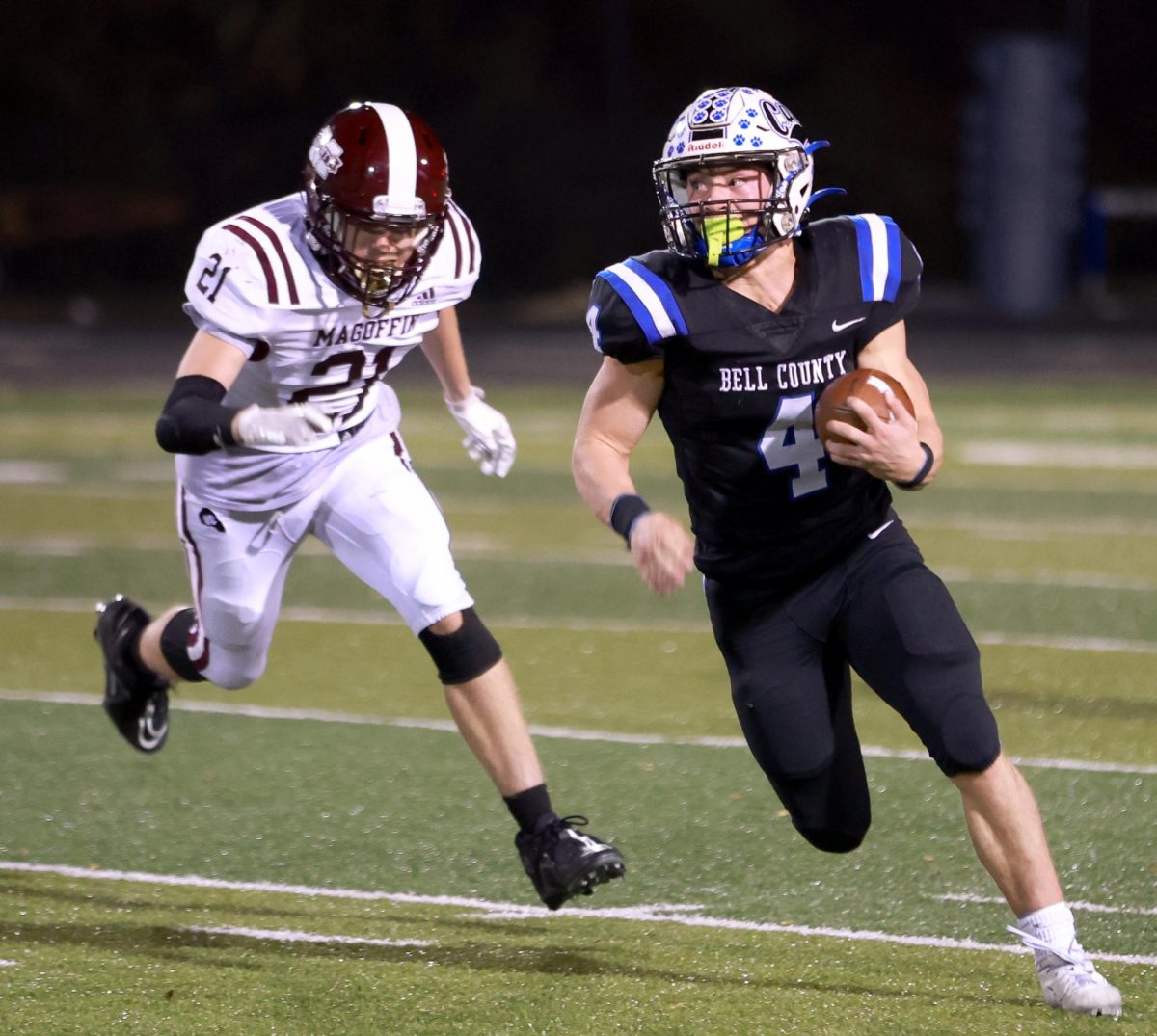 Bell County running Daniel Thomas found room on the outside against Magoffin County in playoff action Friday.