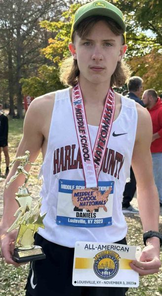 Harlan County eighth grader Tanner Daniels placed third in the Middle School Nationals race on Saturday in Louisville.