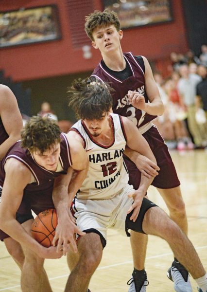 Harlan County forward Caleb Johnson, pictured in Saturdays game against Ashland Blazer, had a career-high 19 points on Monday as the Black Bears routed Letcher Central 73-36 on Monday in the WYMT Mountain Classic.
