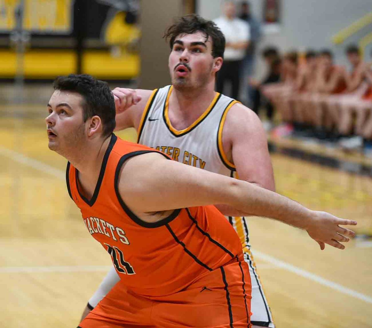 Middlesboro senior center Trey King battled for position on Tuesday during the Jackets win over Williamsburg.