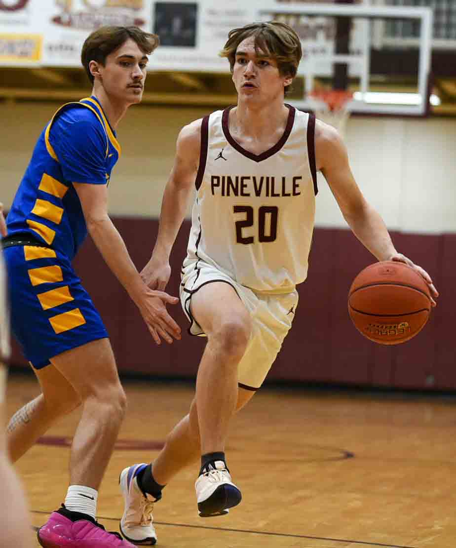 Pineville guard Wyatt Caldwell worked to the basket in action against Trimble County.