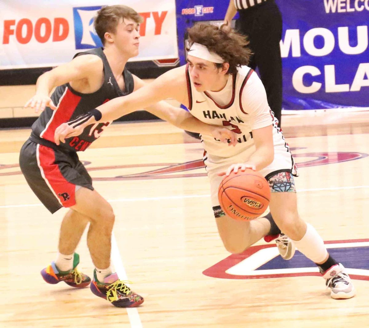 Junior guard Maddox Huff, pictured in action earlier this season, scored 30 points on Thursday as Harlan County coasted past Butler County 93-74 in the King of the Bluegrass tournament in Louisville.