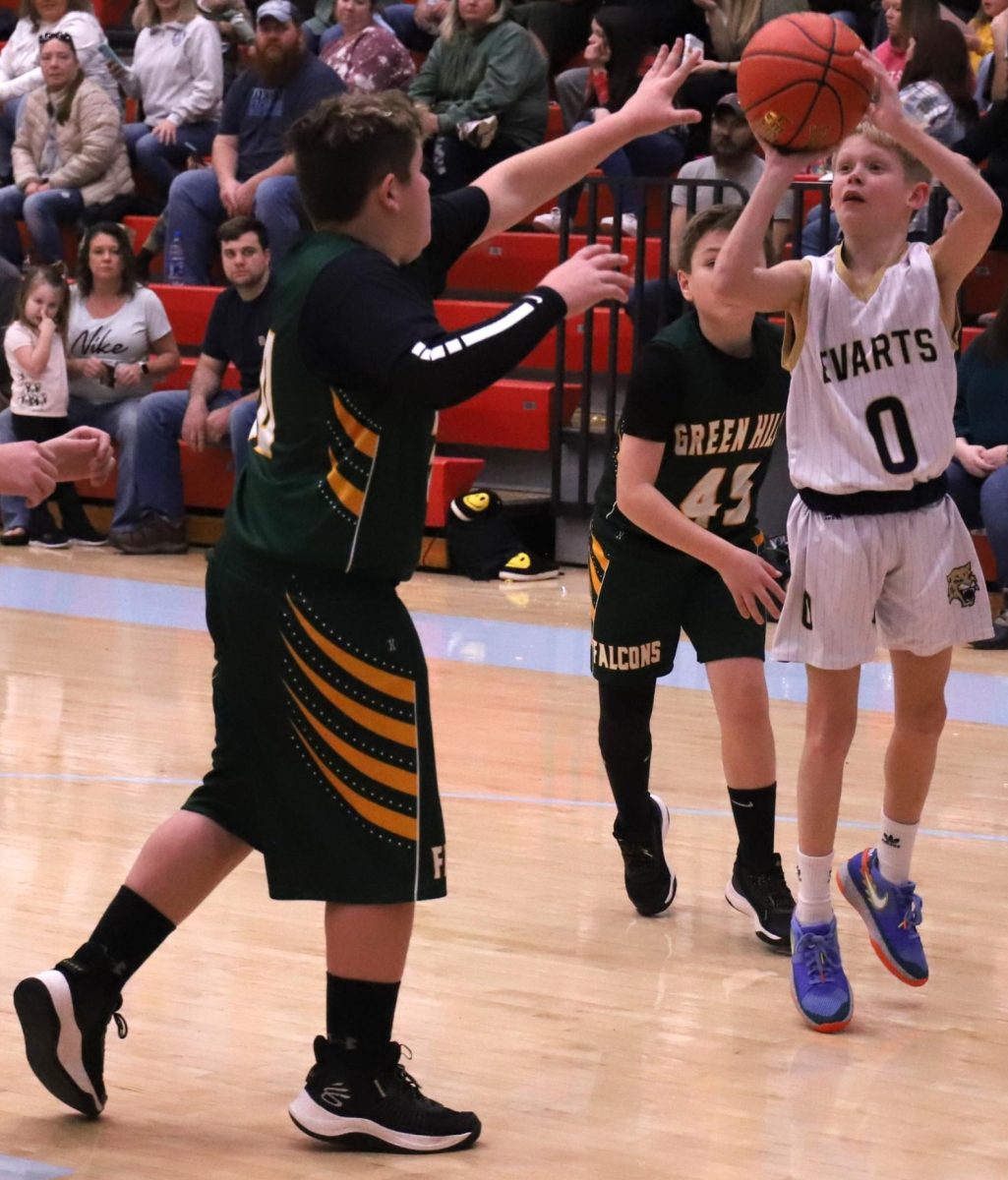 Evarts Rayce Bryant put up a shot in fifth- and sixth-grade tournament action Saturday. Rosspoint defeated Wallins and James A. Cawood downed Evarts in semifinal action Monday and will meet Thursday in the county finals.
