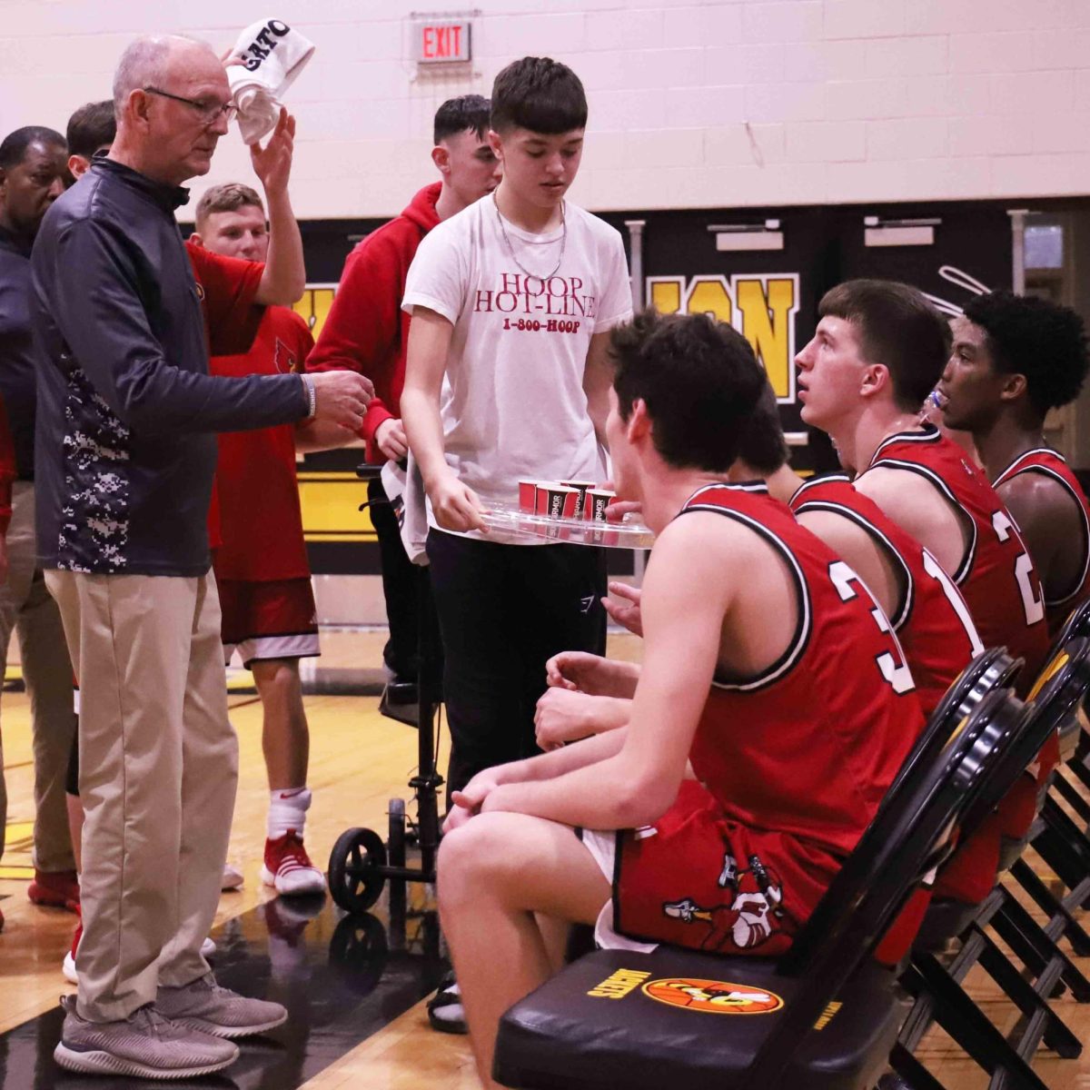 Wayne County coach Rodney Woods talked to his team during a timeout in Saturdays game at Middlesboro. Woods, a Lone Jack graduate who played at the University of Tennessee in the 1970s, has won over 800 games in his 44-year coaching career.