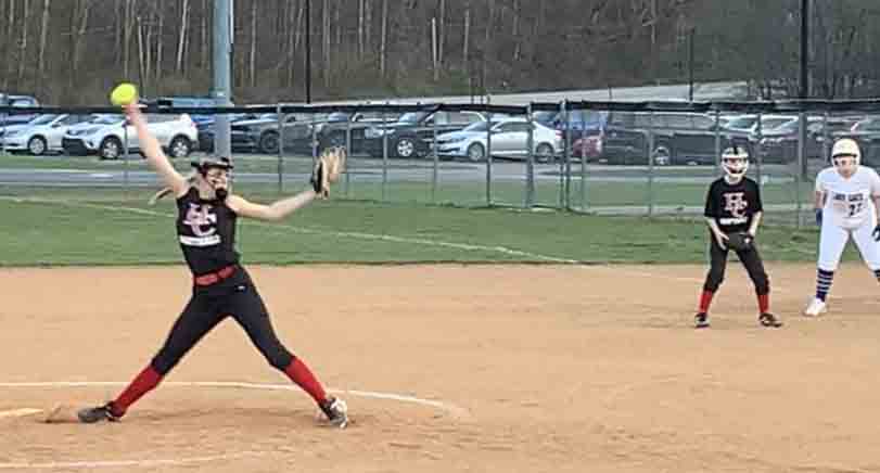 Maddy Fields pitched a one-hitter as Harlan County opened the middle school softball season with a 16-0 win over Bell County.