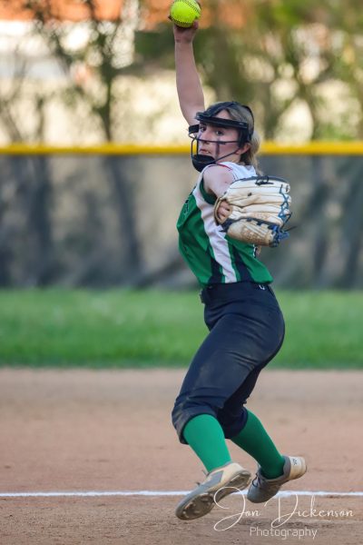 Adelynn Burgan pitched a shutout with eight strikeouts and no walks as Harlan defeated Middlesboro 16-0 in middle school softball action.