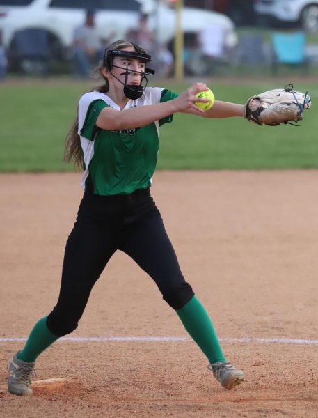 Harlans Adelynn Burgan pitched a perfect game as the Lady Dragons defeated Middlesboro 15-0 on Monday.