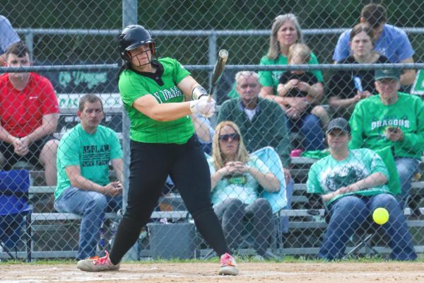 Harlan first baseman Abbi Fields had two singles on Tuesday as part of a 17-hit attack in the Lady Dragons’ 13-10 win over visiting Middlesboro.