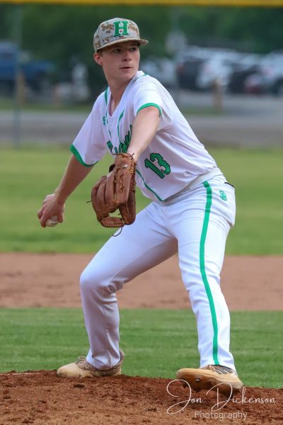 Harlan senior Aiden Johnson pitched a two-hitter as the Green Dragons defeated visiting Middlesboro 11-1.