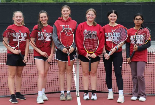 Members of the Harlan County girls tennis team competing in the regional tournament on Thursday include Addison Fields, Sophie Day, Laura Ball, Kaitlyn Daniels, Kalista Dunn and Bani Chaudhary.