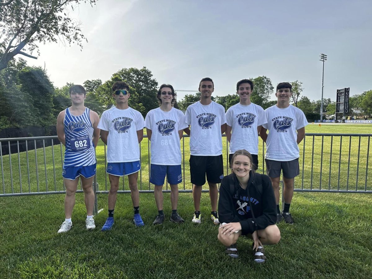 Bell County runners competing in the 2A state meet include, from left, Payton Burnett, Isaiah Troutman, Landon Eldridge, Nicholas Stewart, Hayden Green and Braydin Hickey. Gracie Wilder is pictured in front.