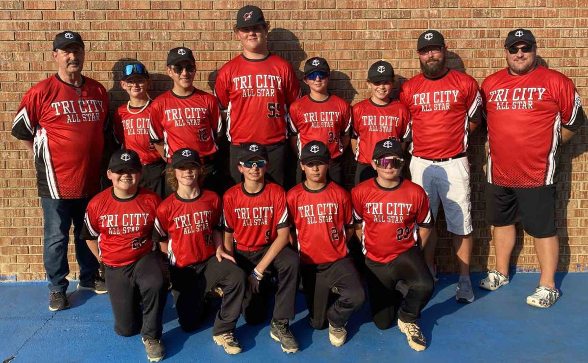 Team members include, from left, front row: Mike Foutch, Jake Cornett, Brycen Saylor, Robby Johnson and Nate Harrell; back row: coach Tom Vicini, Brantley McQueen,  Collin Sherman, Dakota Smith, Tobey Lunsford, Balin Foutch, coach Stephen Creech and coach Brad Sherman.