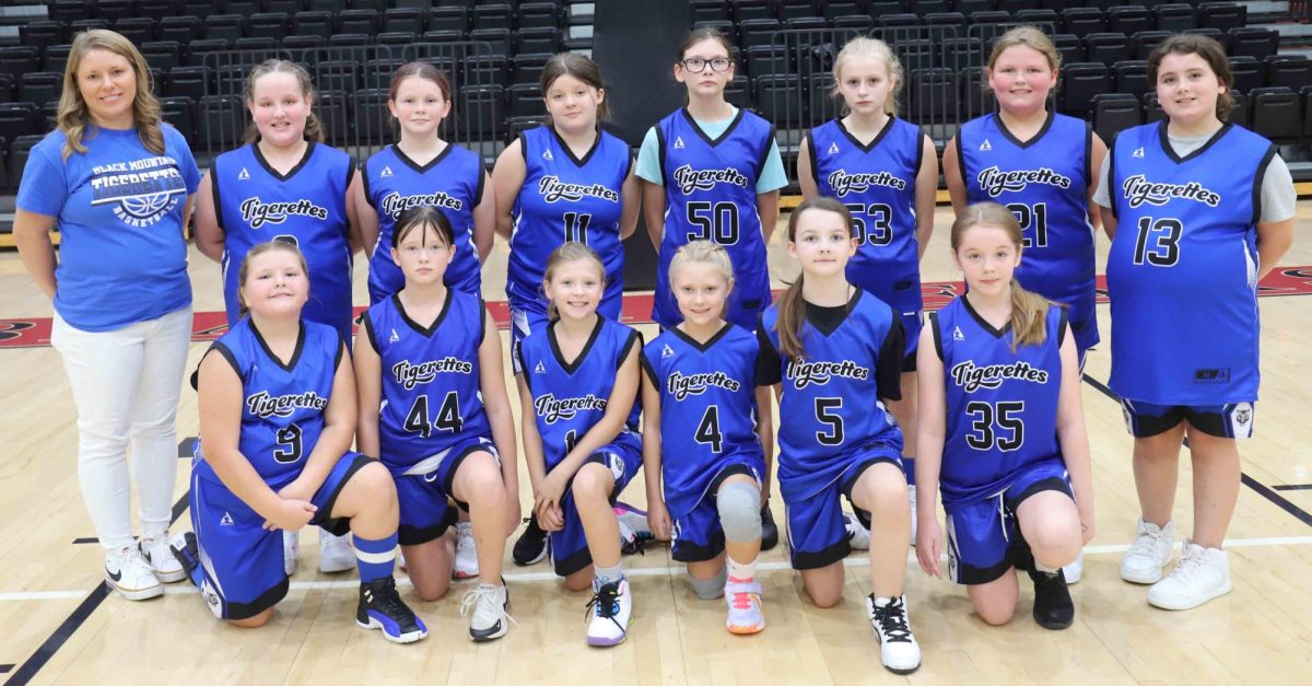 Team members include, from left, front row: Gracie Roark, Anastasia Rhymer, Charlie Whitaker, Kinley Middleton, Holli Alred and Deonna Starrett; back row:coach Jessica Middleton,  Jocelynn Beinhorn, Jacey Botts, Ana Gross, Olivia Whitaker, Gracie Cornett, Cylann Bargo and Mariah Bennett.