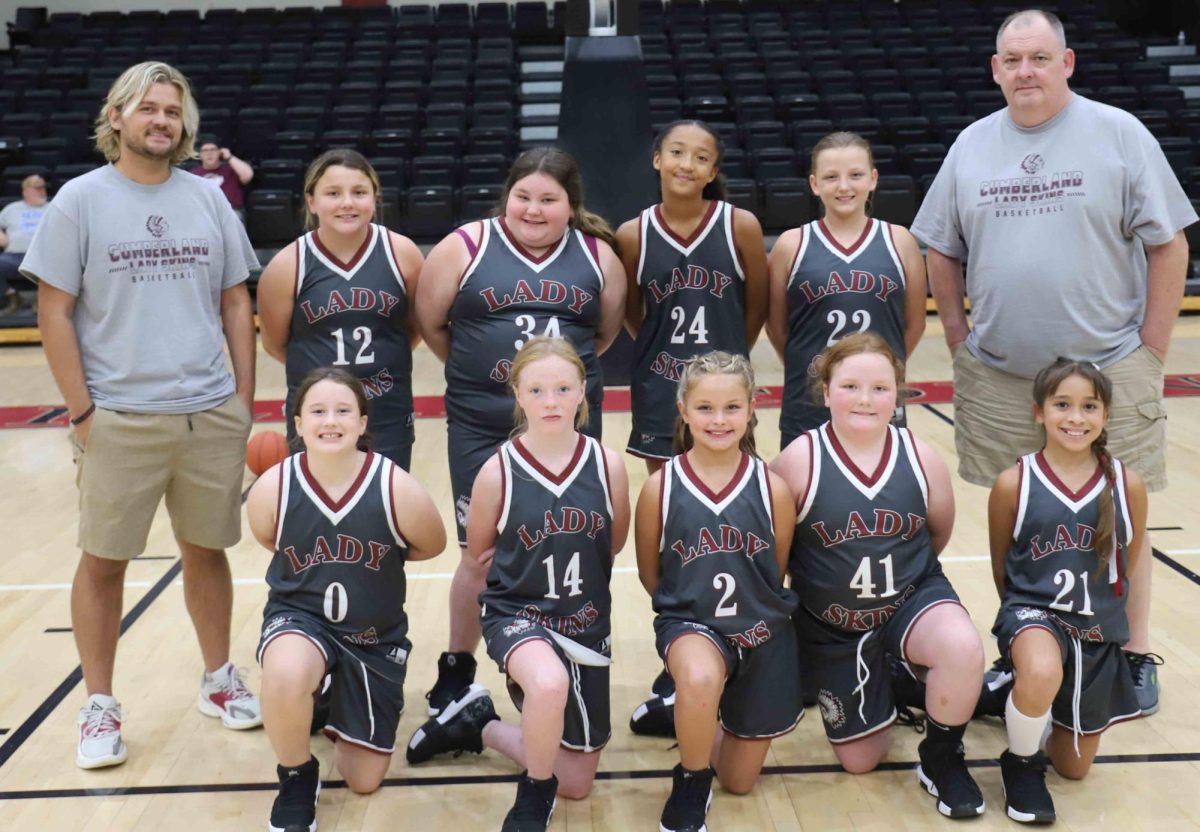 Team members include, from left, front row: Kaydi Blake, Sabrina Cornett, Harper Blair, Carie Cook and Jocelyn Fee; back row: coach Devin Watts, Kaylie White, Aubree Eads, Torrie Sundy, Teeghan Osborne and coach Danny Quillen.