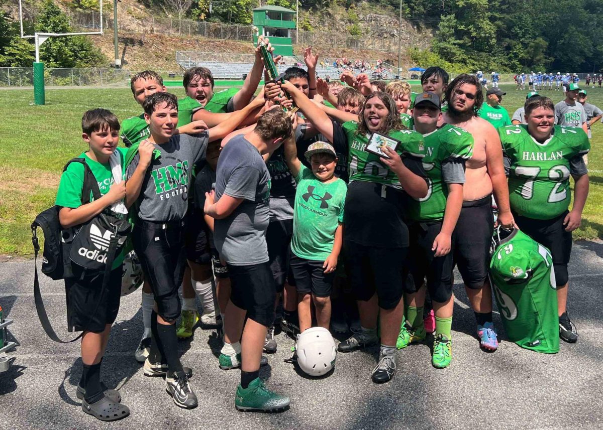 The Harlan Green Dragons celebrated after defeating Fairview in the John Brown Bowl at Jenkins.