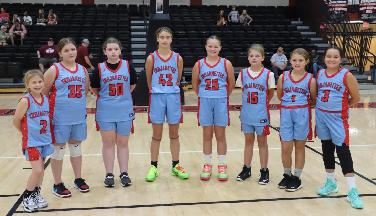 Team members include, from left: Madi Barrett, Lily Dean, Hannah Perkins, Adleigh Creech, Embrey Engle, Bella Gross, Aaralyn Middleton and Leah Collins.