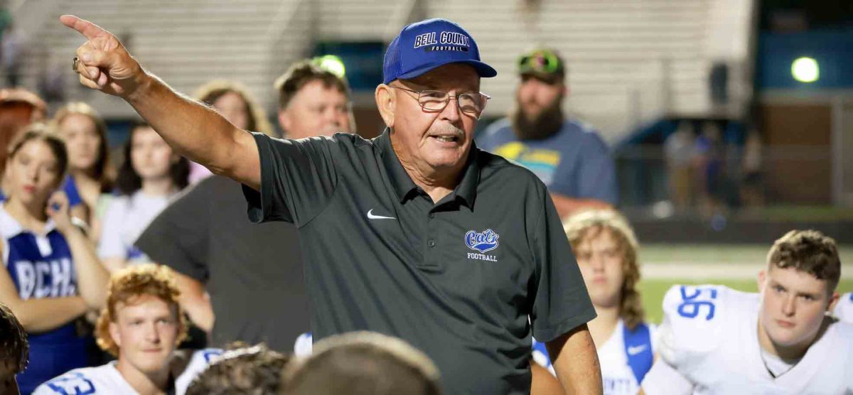 Bell County coach Dudley Hilton talked to his team during last year's run to the state 3A finals. Hilton has won 432 games as a high school coach as he enters his 50th season overall, including three in the college ranks.