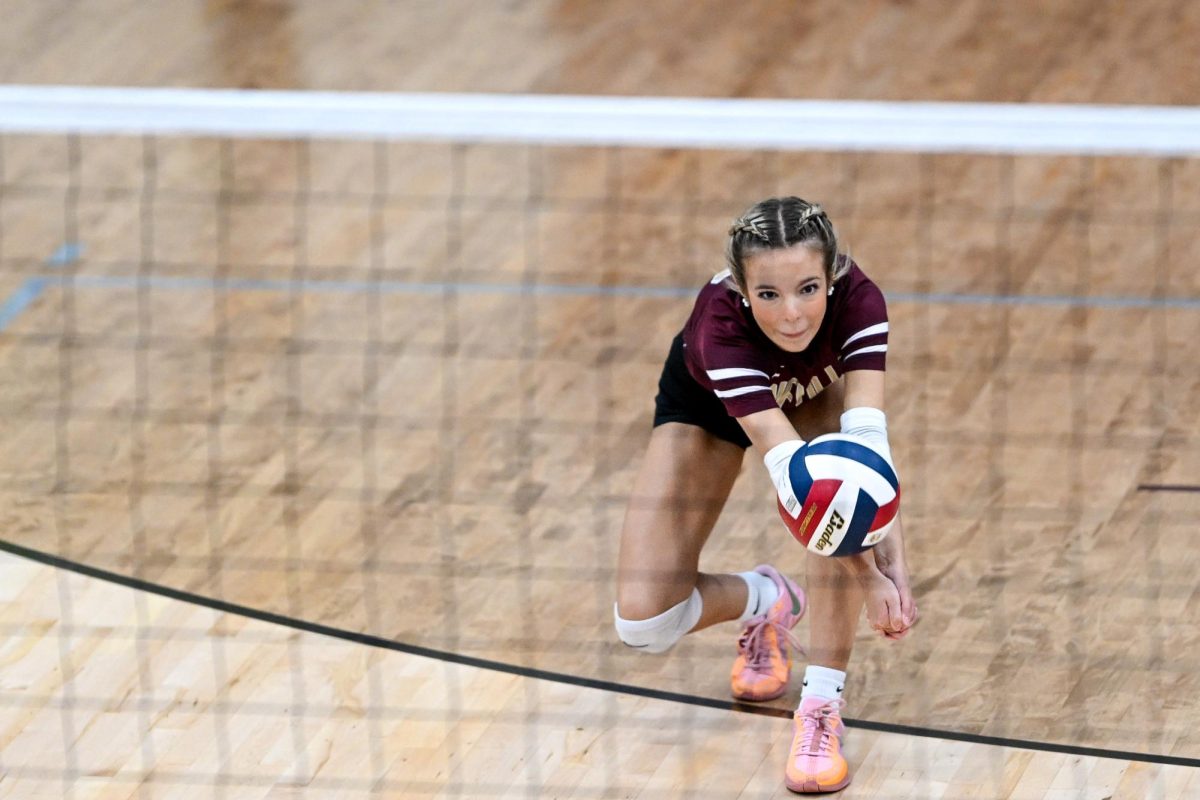 Photo by Danny Vaughn
Pineville senior Kamryn Biliter was able to keep the ball alive in Monday's district clash against visiting Barbourville. The Lady Lions won in three sets to improve to 3-0 against district competition.