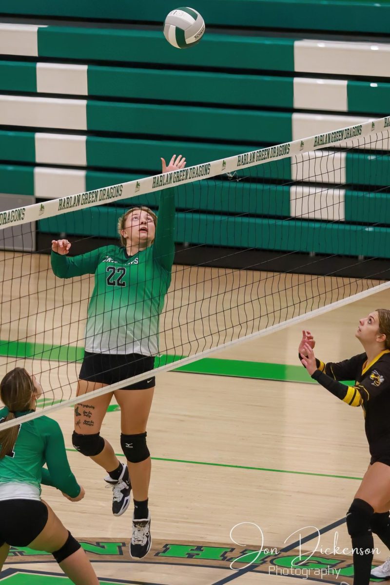 Harlan senior Annie Hoskins recorded 11 kills in the Lady Dragons' win Thursday at Lynn Camp.