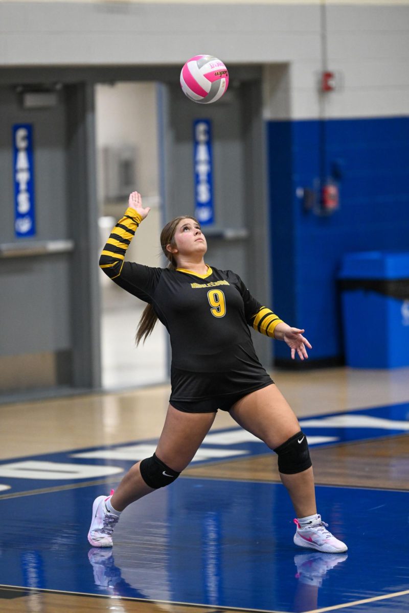 Middlesboro's Abney Allen served in 52nd DIstrict Tournament action Monday. The Lady Jackets fell in three sets to Bell County.