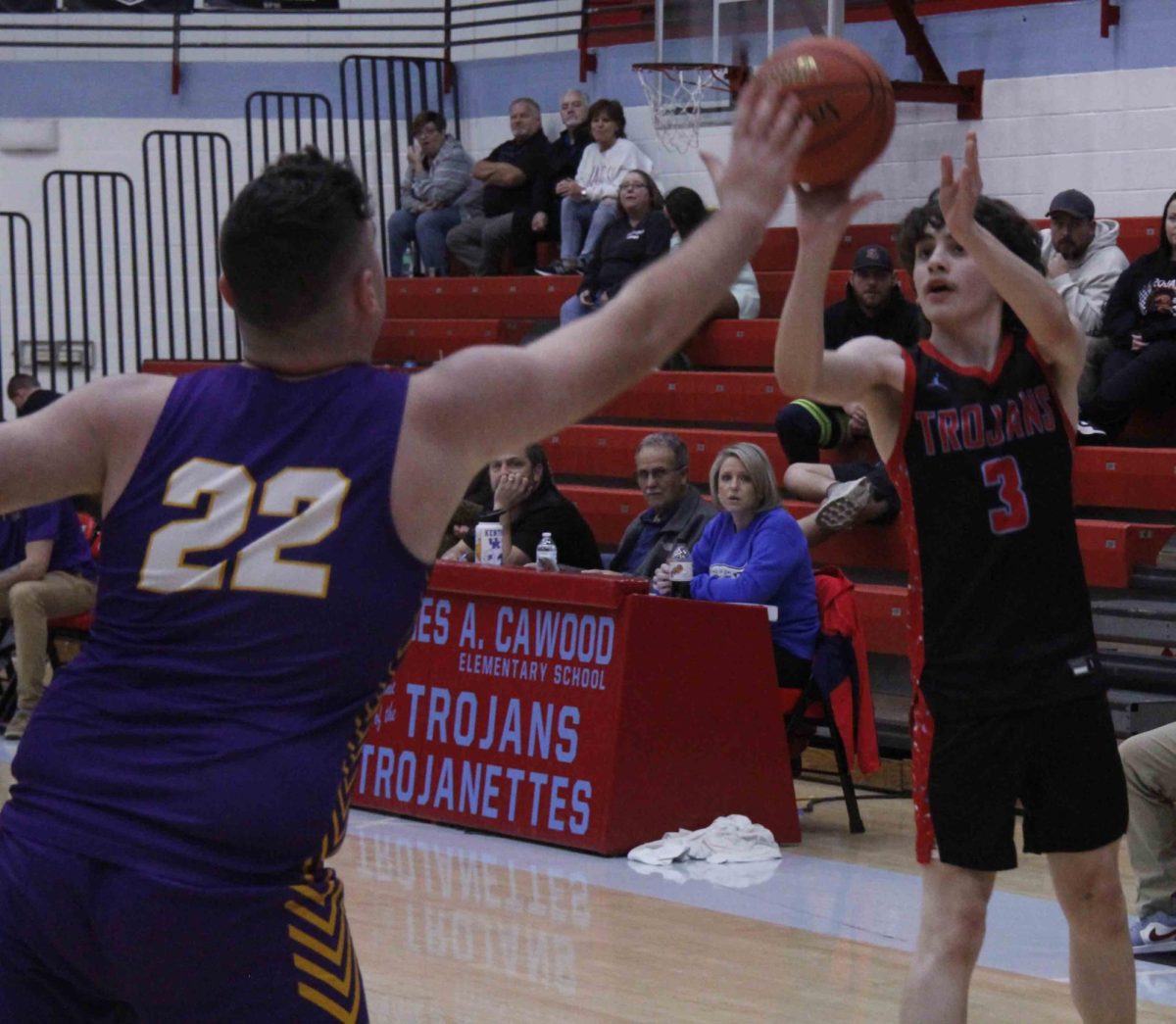 James A. Cawood's Jayden Hensley put up a shot in Tuesday's game against Wallins.