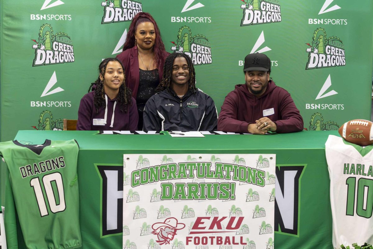 Harlan High School senior Darius Akal signed to play football next year at Eastern Kentucky University.