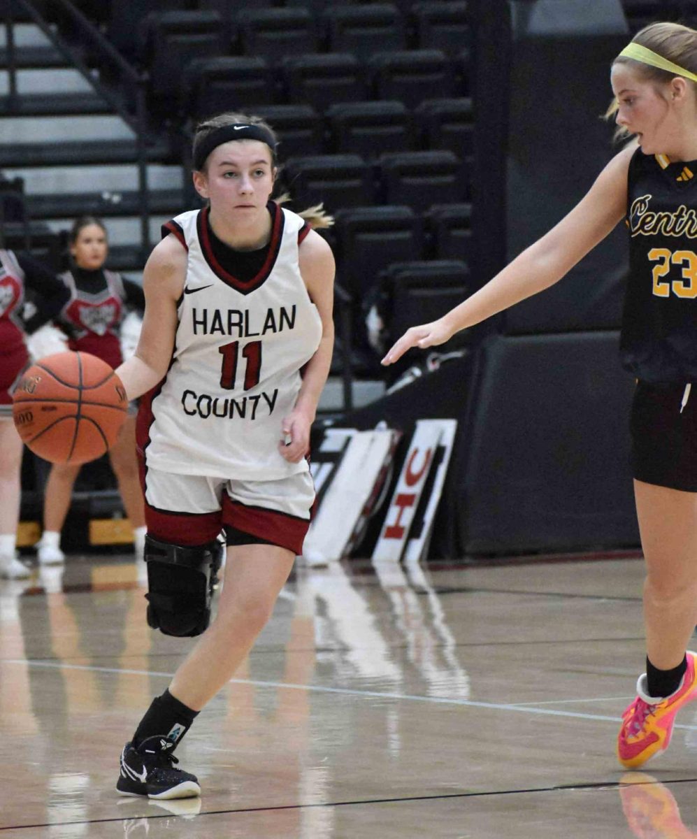 Harlan County guard Reagan Clem, pictured in action earlier this season, scored 17 points Thursday to lead the Lady Bears in a 53-40 win over Cumberland Gap, Tenn.