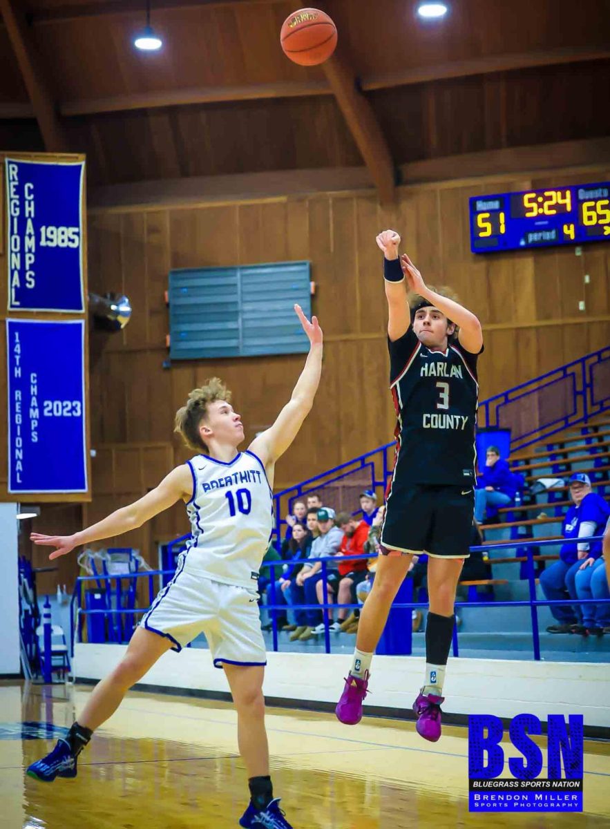 Harlan County senior Maddox Huff hit nine 3-pointers on Saturday to lead the Black Bears with 34 points in their 79-58 win at Breathitt County.
