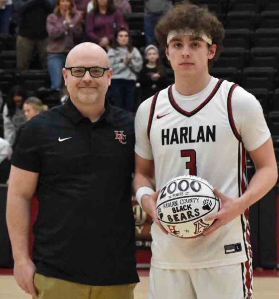 Harlan County senior guard Maddox Huff was honored recently for becoming the 12th player in county history and second in school history to score 2,000 points.