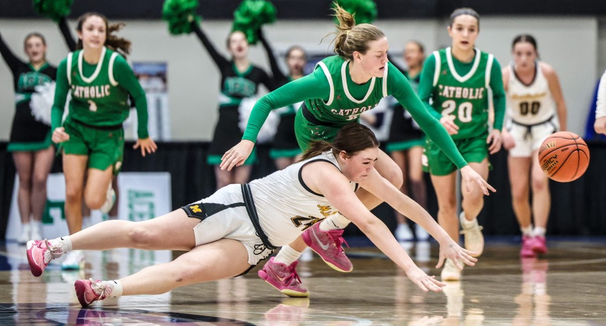 Middlesboro's Trinity Derossett went after a lose ball in first-round action from the state All "A" Classic in Owensboro. Middlesboro fell 71-31 to 3rd Region champ Owensboro Catholic.