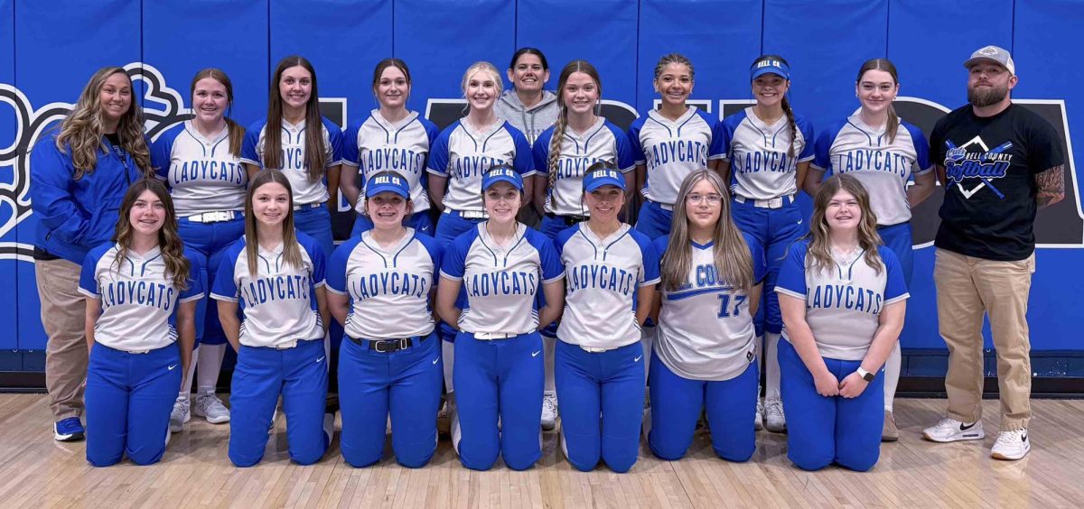 Team members include, from left, front row: Tristan Saylor, Kyleigh Allen, Jaelynn Reeder, Emily Rose, Lexie Brown, Reagan Day and Raelee Partin; top row: coach Kristan Saylor, Madelynn Fuson, Ayson Scott, Laryssa Matthews, Kenley Foster, assistant coach Carmen Carter, Reaghan Moyers, Jayda Boateng, Addison Maiden, Lexie Lawson and assistant coach Chase Smith.
