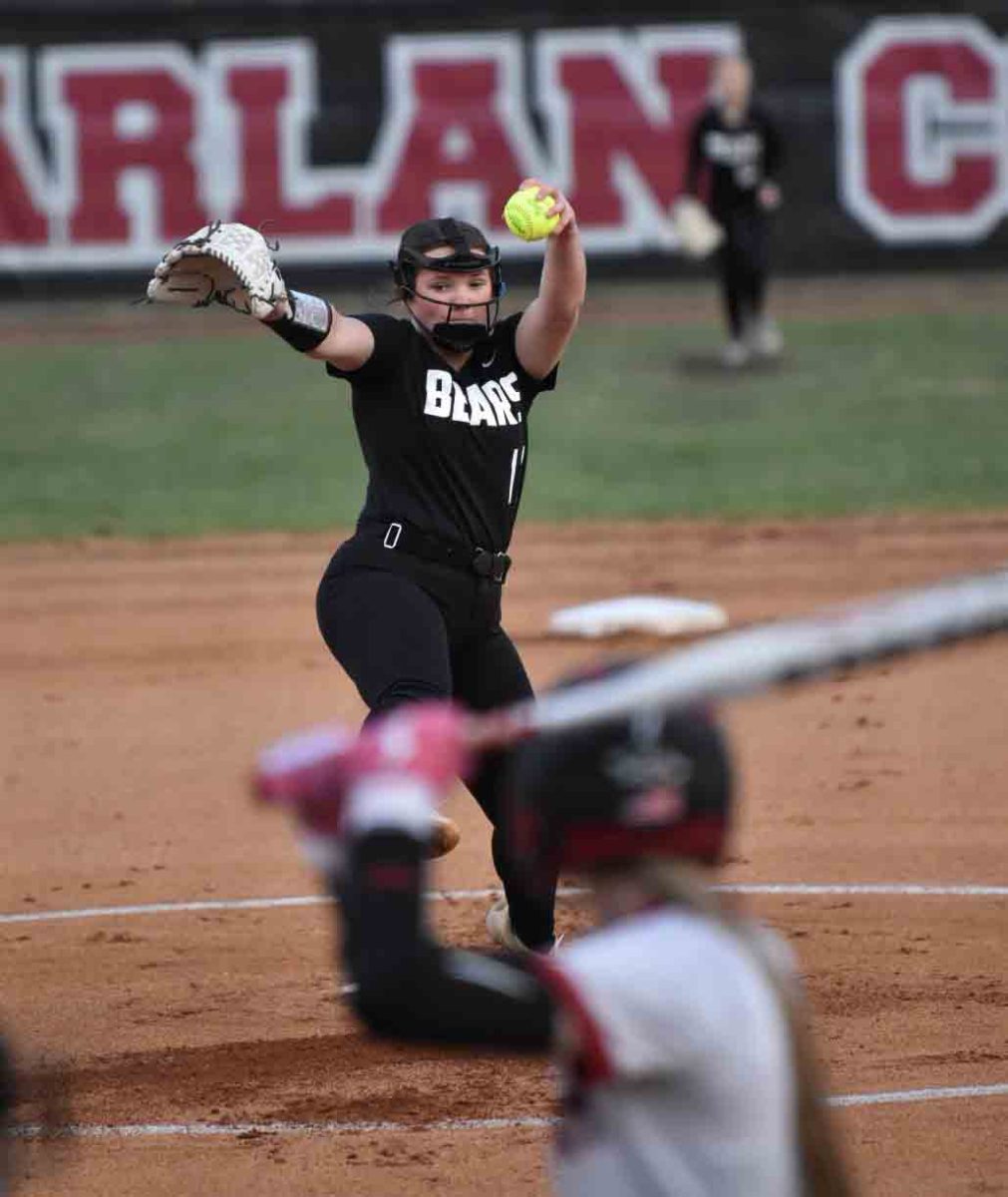 Harlan County's Alexis Adams delivered a pitch in Friday's game against South Laurel.