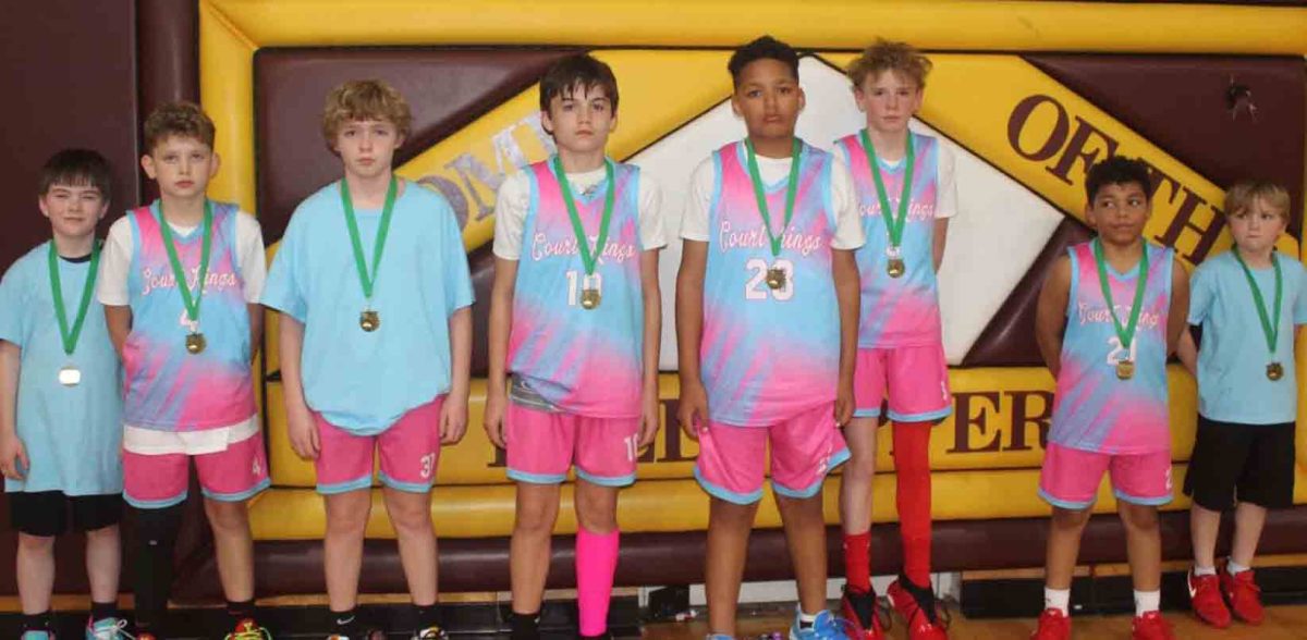 Court Kings finished second in the sixth grade division goldbracket of Shooting Stars Tournament in Johnson City, Tenn., over the weekend. They defeated Dirty Birds 27-25 and Yeti 33-16 before falling in the championship 29-10 to ITC. Team members include, from left, Ashton Partin, Gunnar Jenkins, Isaiah Myers, Kaydon Gray, William Cook, Shawn Smith, Micah Cochran and Ryder Branson.
