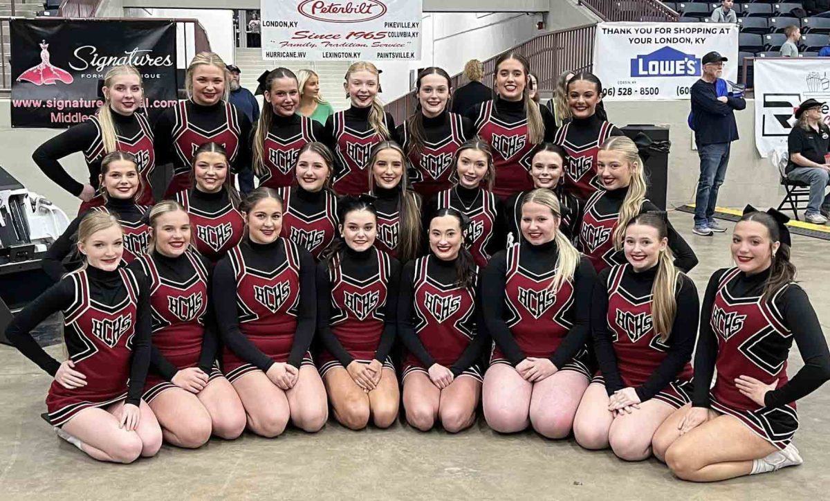 The Harlan County High School cheerleaders were selected at the 13th Region runner-up in the regional cheer competition and honored at halftime of the girls championship game Saturday.