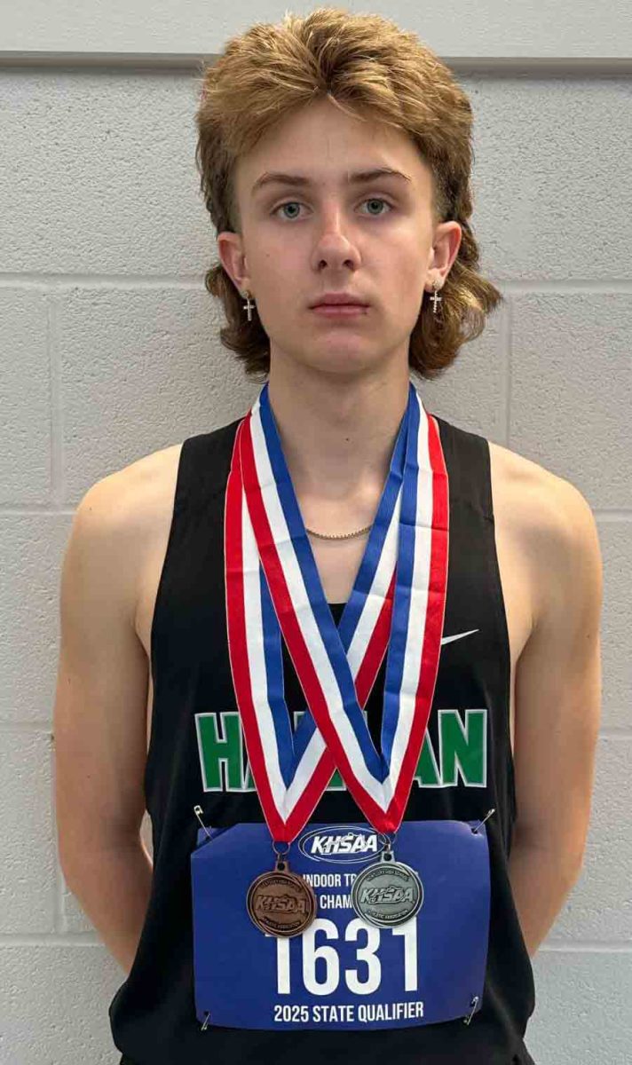 Harlan’s Tanner Daniels finished second overall in the 1,600-meter run with a time of 4:30.57. He placed fourth in the 800-meter run at the Class A Indoor Track and Field State Championships in Louisville. 