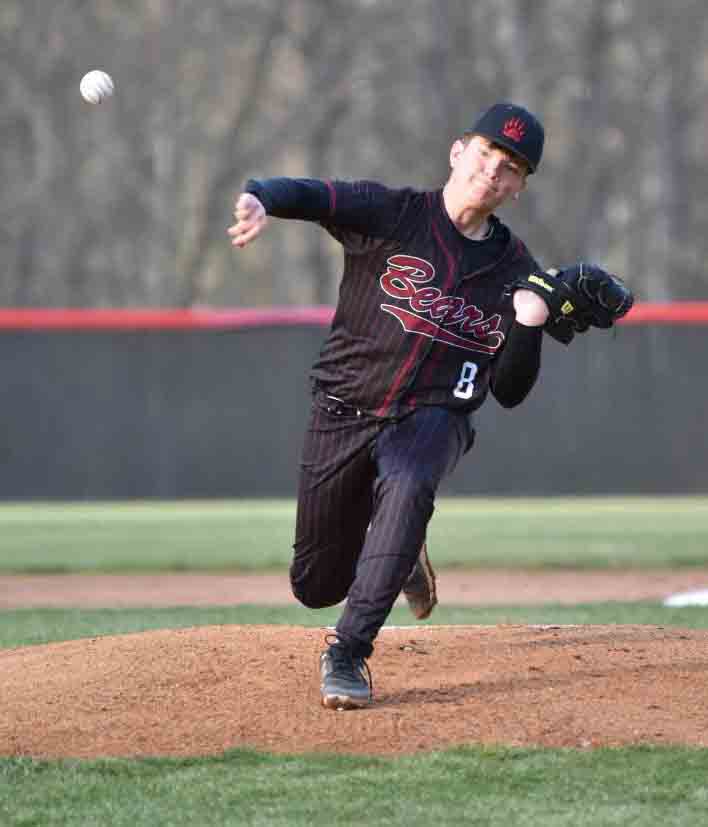 Harlan County's Zayden Casolari pitched a three-hitter Tuesday in the Black Bears' 8-1 win at Letcher Central.