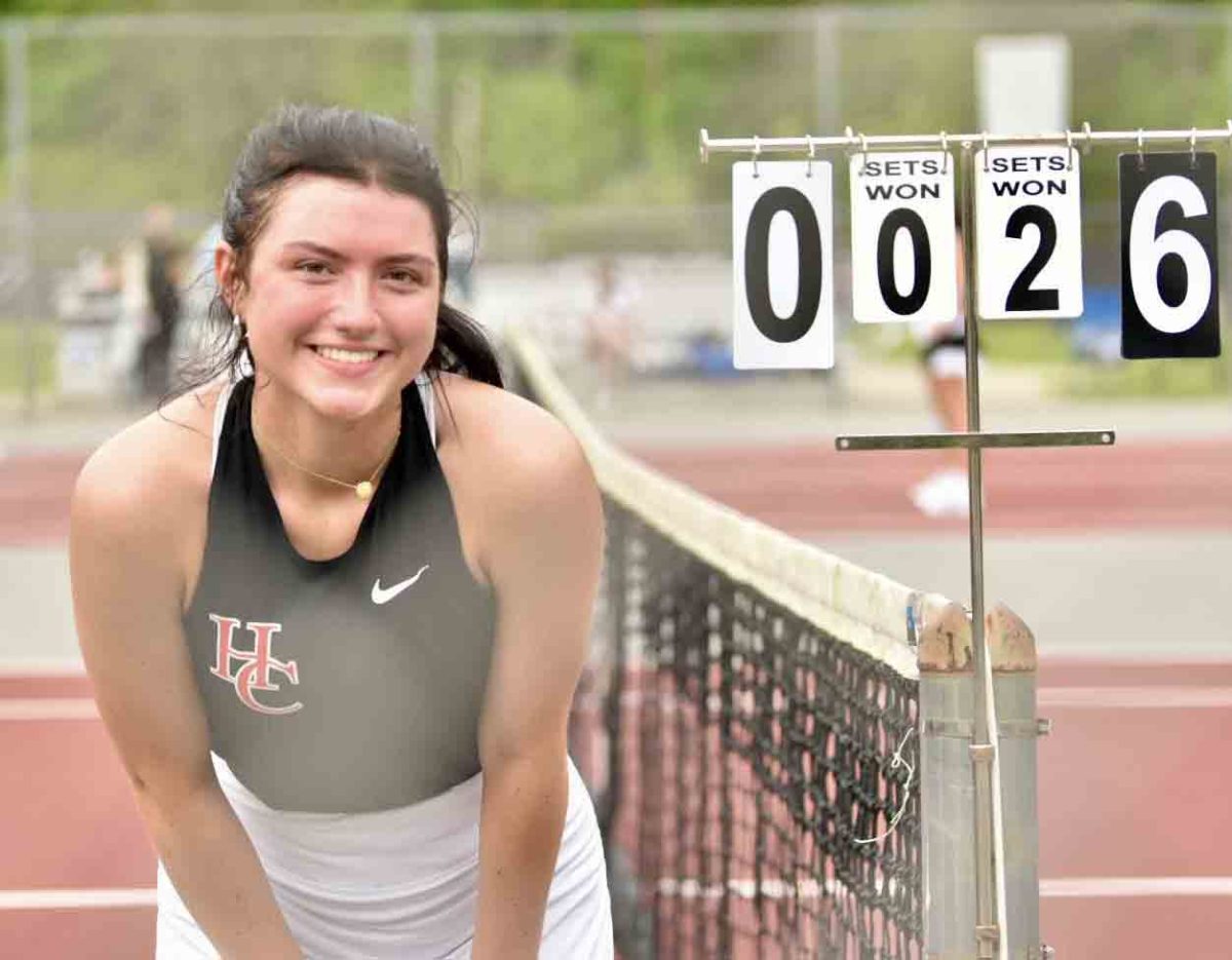 Harlan County junior Kalista Dunn made history Wednesday as she became the first HCHS student to qualify for state tennis competition by advancing to the semifinals in the regional tournament being played this week at the Harlan County High School courts.