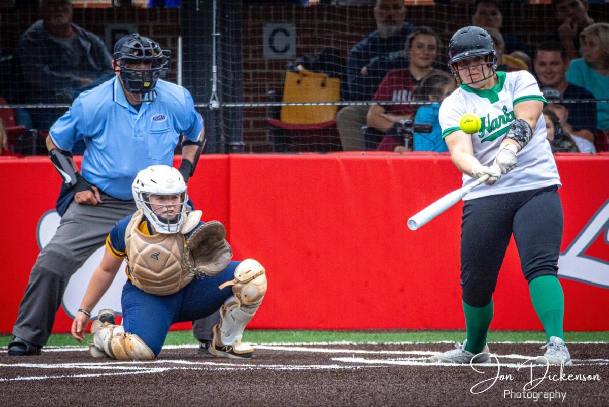 Harlan first baseman Abbi Fields connected on a two-run homer Monday in the second inning of a 6-2 win over Knox Central in the 13th Region Tournament at Corbin.