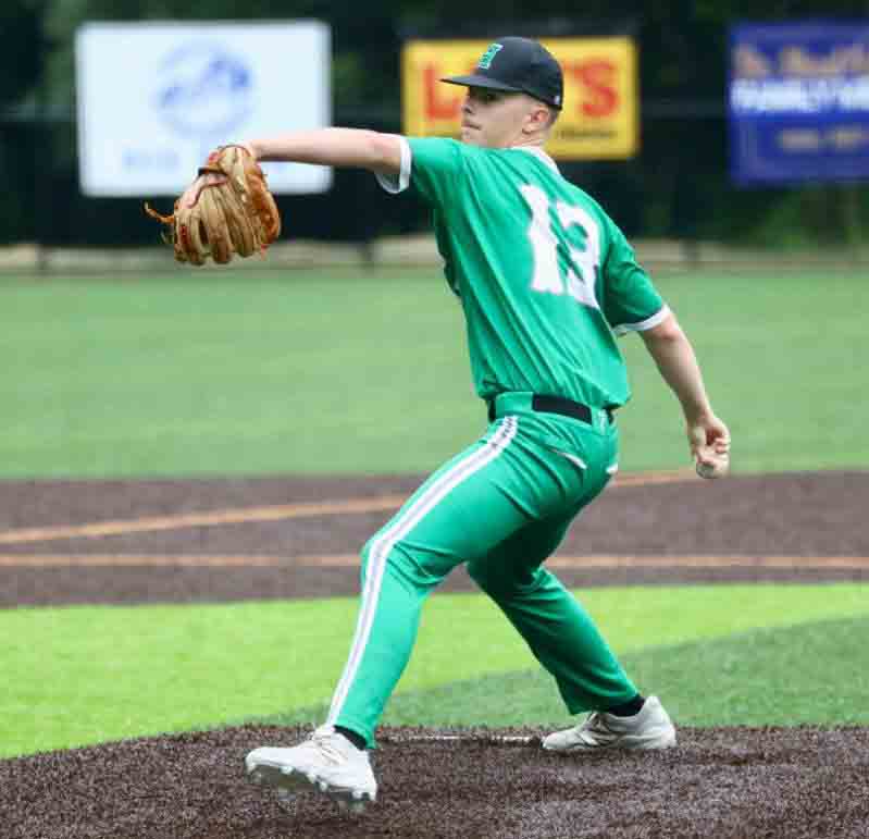 Harlan junior Brody Owens pitched a three-hitter as the Green Dragons advanced in the 13th Region Tournament with a 5-1 win Monday over Barbourville.