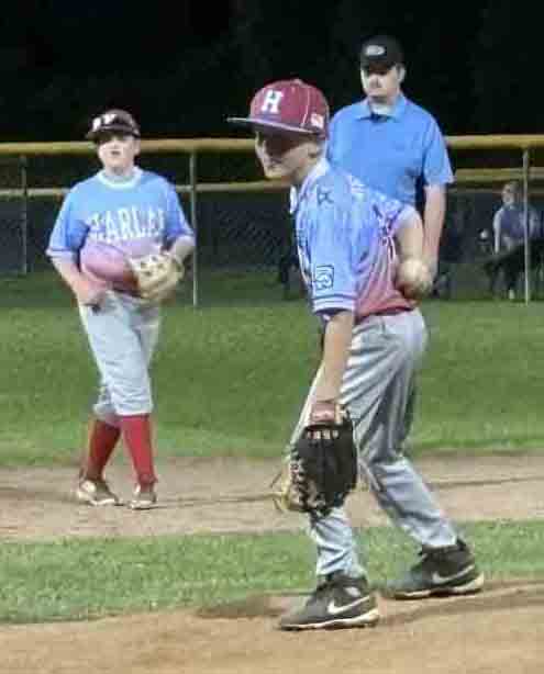 Harlan All-Star Ben Parsons prepared to deliver a pitch in District 4 Tournament action at Benham. Parsons had three hits Sunday as Harlan advanced with a 15-0 win over Middlesboro-Pineville-Bell.