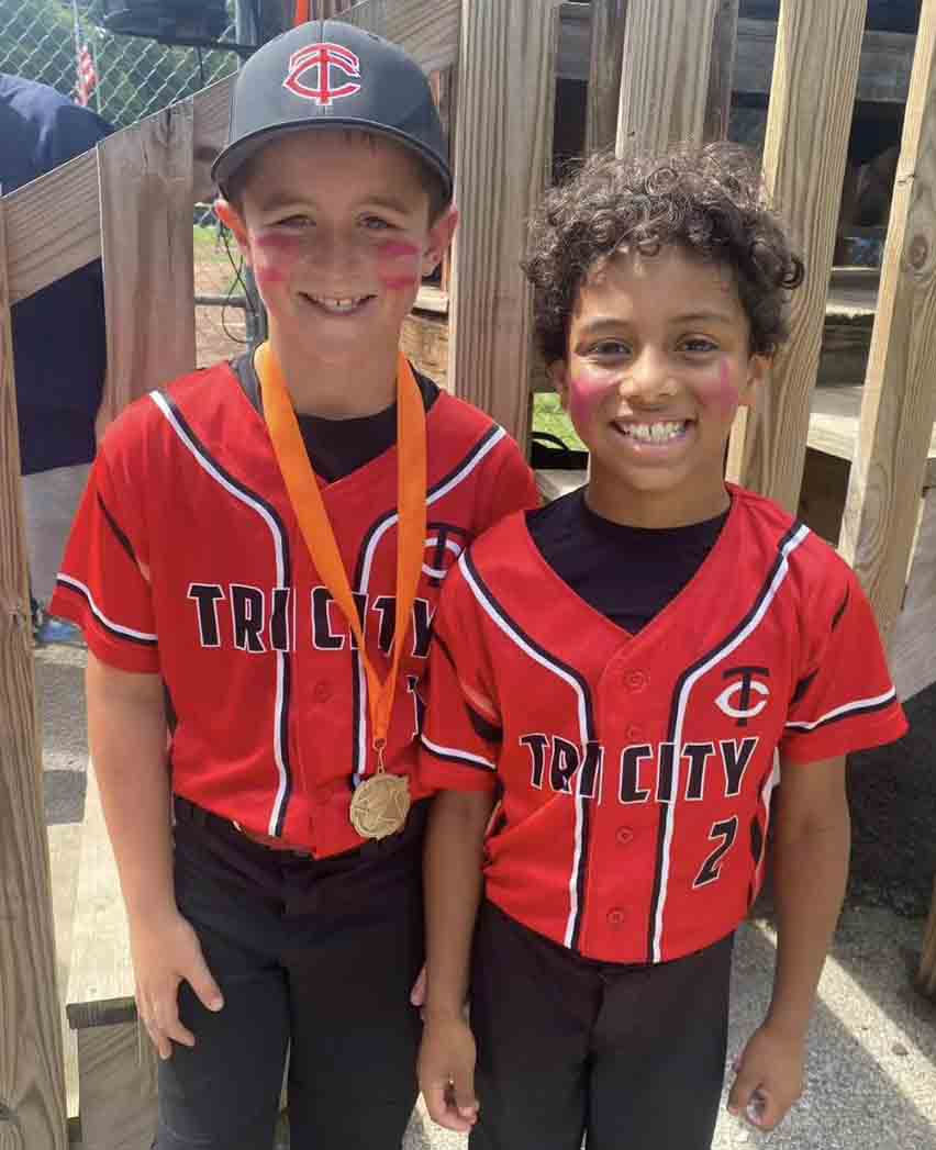 Rhett Fields and Xavier Clark teamed for nine hits as the Tri-City All Stars split two games Saturday in the District 4 Tournament in Hazard.