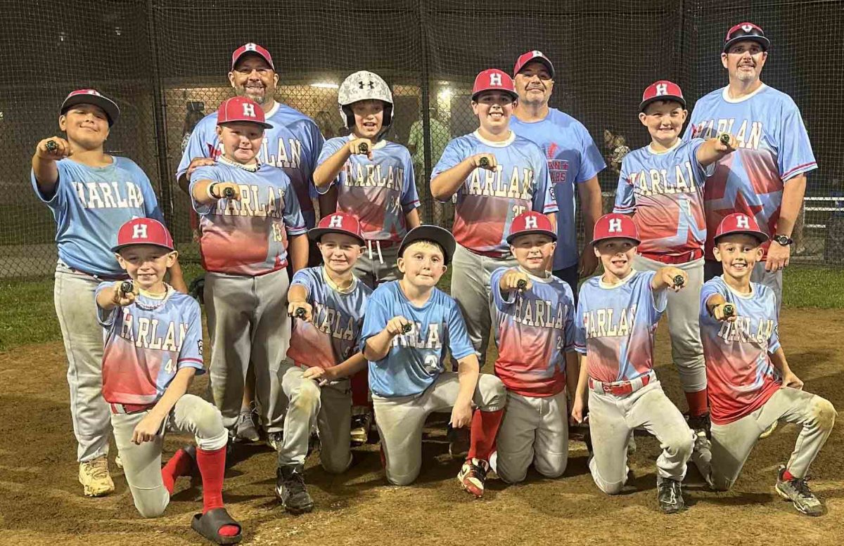 Harlan United 10U won the Harrogate Hype Tournament over the weekend in Tennessee, posting a 4-0 record. Harlan United defeated the Tennesseee Smashers 17-1 and the Heaters 11-0 in pool play, then defeated the Heaters 7-5 in the tournament semifinals and downed Harrogate Hype 9-1 in the tournament finals. Team members include, from left, front row: Isaac Combs, Ben Parson, Trey Wynn, Kelton Dean, Ben Toll and Braxton Sizemore; middle row: Samual Escandon, Braxton Capps, Waylon Taylor, Cian Garland and Tripp Ford; back row: coaches Jay Dean, Jason Capps and Dale Garland.