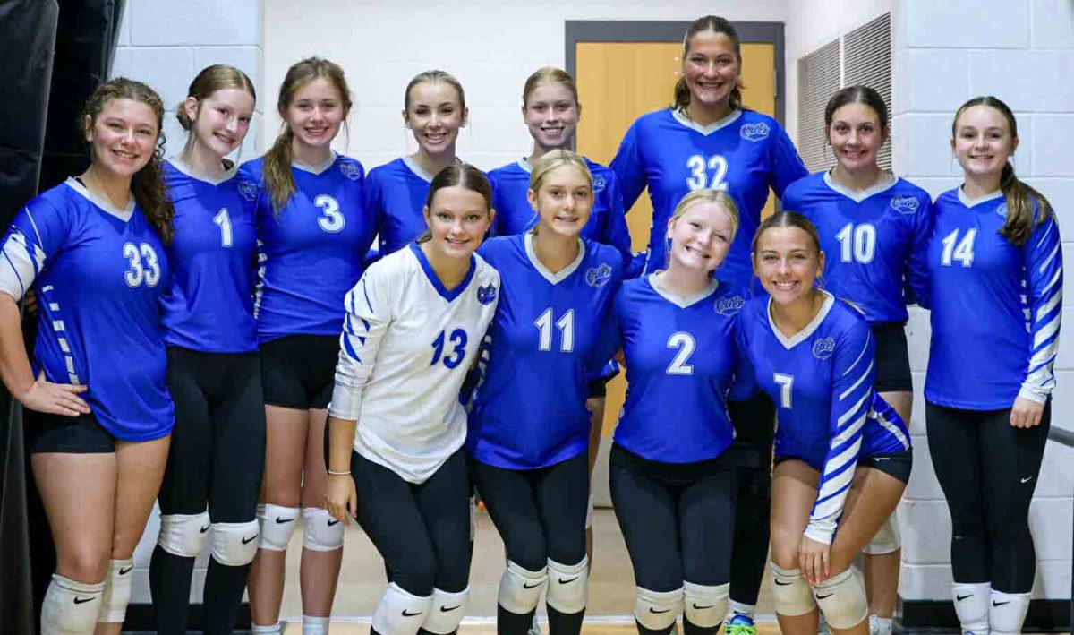 Team members include, from left, front row: Hailee Daniels, Bristal Jordan, Bailee Miracle and Lexie Brown; back row: Aeriauna Lawson, Laiken Hammontree, Gracie Barton, Nevaeh Allen, Recce Jasick, Kairi Lamb, Adyson Scott and Amelia Ridings; not pictured: Emma Winkler.
